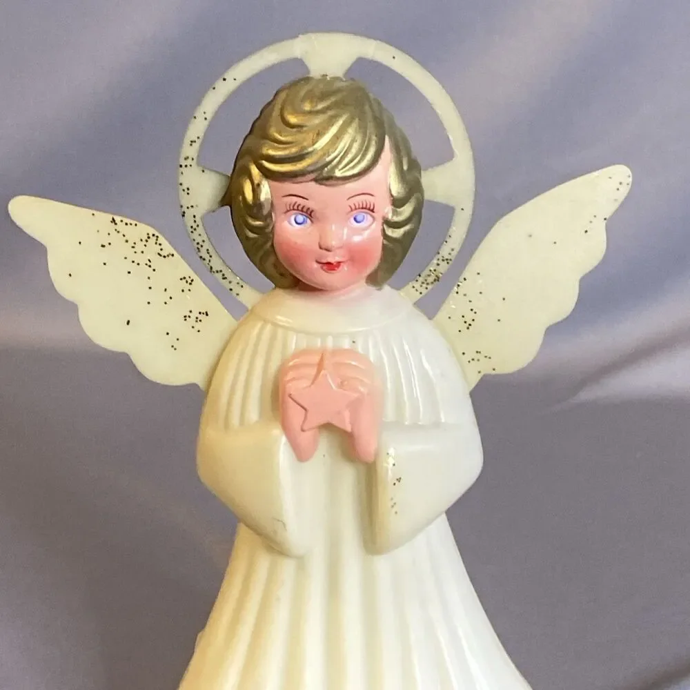 Vintage 60s 70s Christmas Angel Tree Top Figure Halo Star MCM Hong Kong Figure